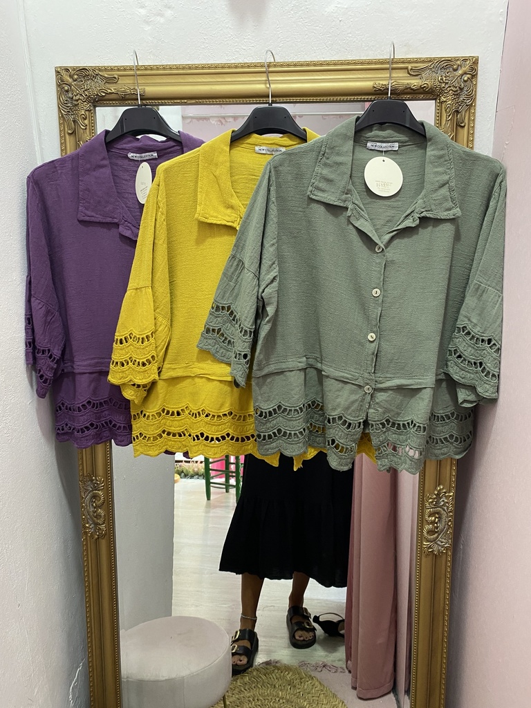 Camisa lino encaje